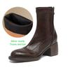 Krazing Po Microfiber Winter Round Toe Size 33 Western Boots Size 43 Zipper Thick High Heels Pleated Decoration Ankle Boots