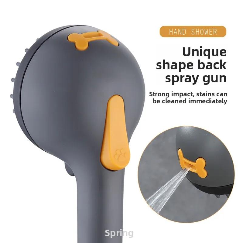 Pet dog shower shower nozzle cleaning beauty bath artifact three-speed pressurized silicone shower head