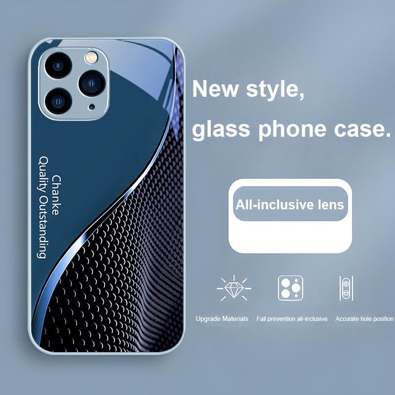 Quality Outstanding Chanke for Iphone 15 14 13 12 11 Pro Max X XS XR 7 8 Plus 2020 2022 SE Black Tempered Glass Phone Case