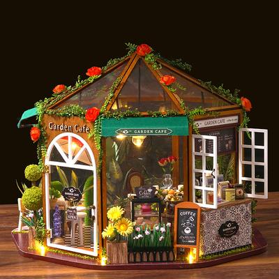 Wooden Doll House Miniature House Kit Handmade 3D Puzzle Assemble Building Model Toys With Furniture Lighting For Christmas Gift