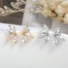 ZAKOL Luxury Plants Zirconia Stud Earrings For Women Girls Copper Color Crystal Metal Ears Zircon Wedding Festival Party Gifts