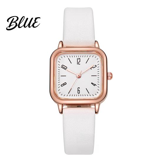 Quartz Movement Watch Women Square Dial Faux Leather Strap Ladies