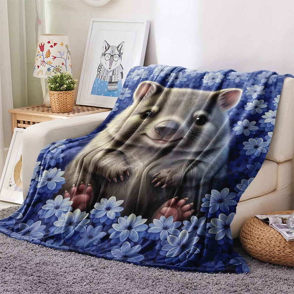 1Pc Cartoon Print Flannel Blanket, High Quality Comfortable for All Seasons, Home Decor, Warmth and Comfort, Perfect for Christmas Birthday Gift