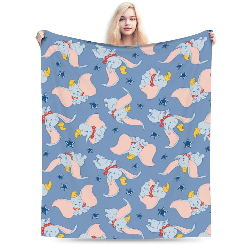 Dumbo Cartoon Blankets Velvet Spring Autumn The Flying Elephant Portable Warm Throw Blanket for Sofa Travel Plush Thin Quilt