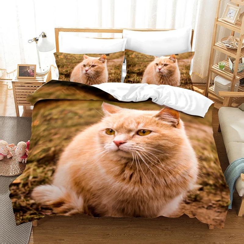 200x200 Påslakan Kattälskare Sängkläder Set Överdrag Vinter Sovrum Påslakan Örngott Barn, enkelsäng Husdjurskatter Sängkläder 150x200
