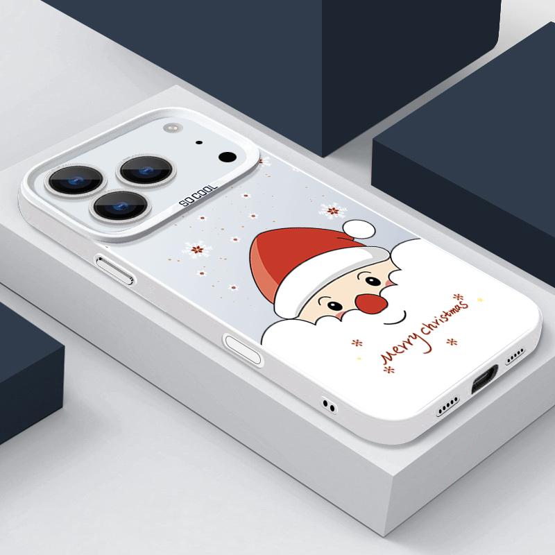 Spähender Weihnachtsmann und Weihnachtsmuster IMD Hülle für iPhone 17 16 15 14 Pro Max 13 Stoßfeste Hartschale mit permanentem Design