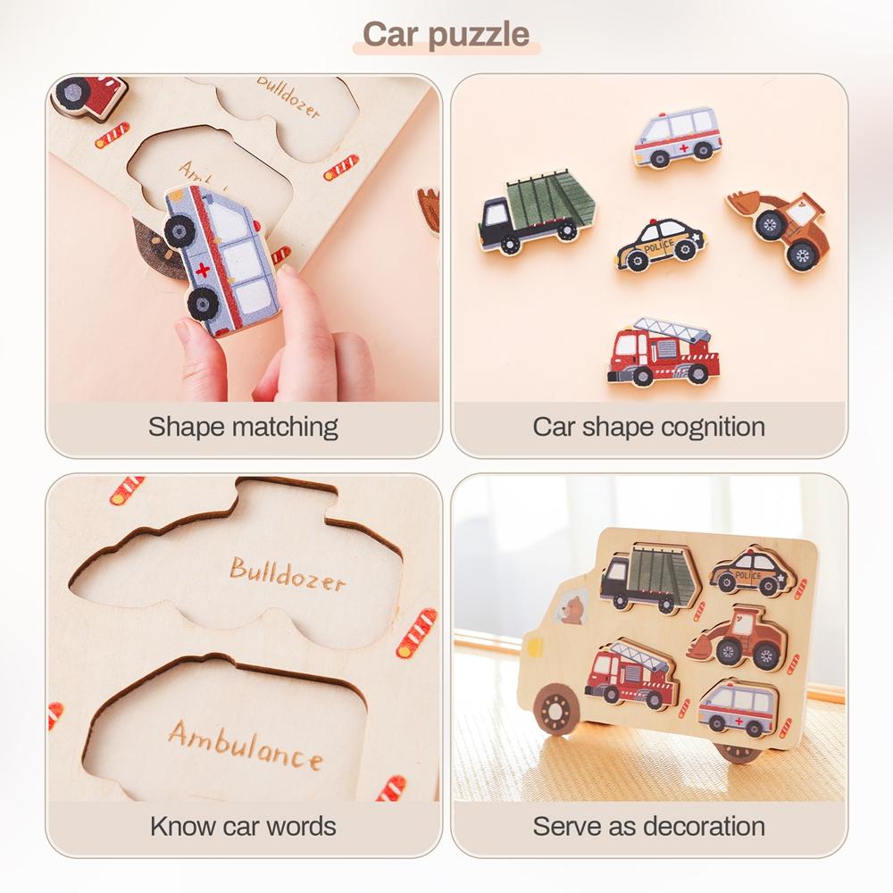 Montessori Baby Puzzles Wooden Geometry Puzzle Toys Animal Car Shape Puzzle Board Matching Games Educational Learning Toys Gift