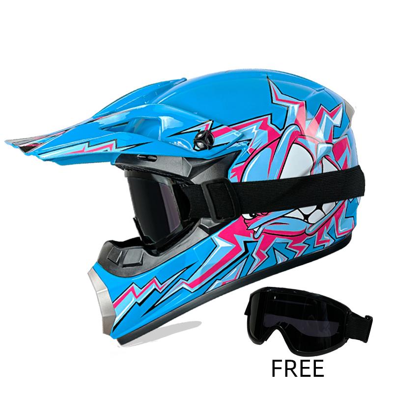 Professional Off-Road Helmet Dot Certified - Motorcycle Motocross Helmet with Goggles, Removable Liner & Lightweight Quick-Relea