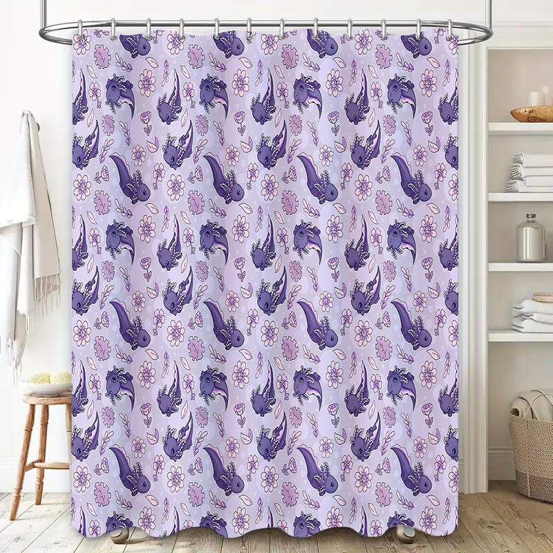 Floral Shower Curtain Set Waterproof Vintage Flower Pattern Bathroom Decor Fabric Curtain Liner Backdrop Farmhouse Style