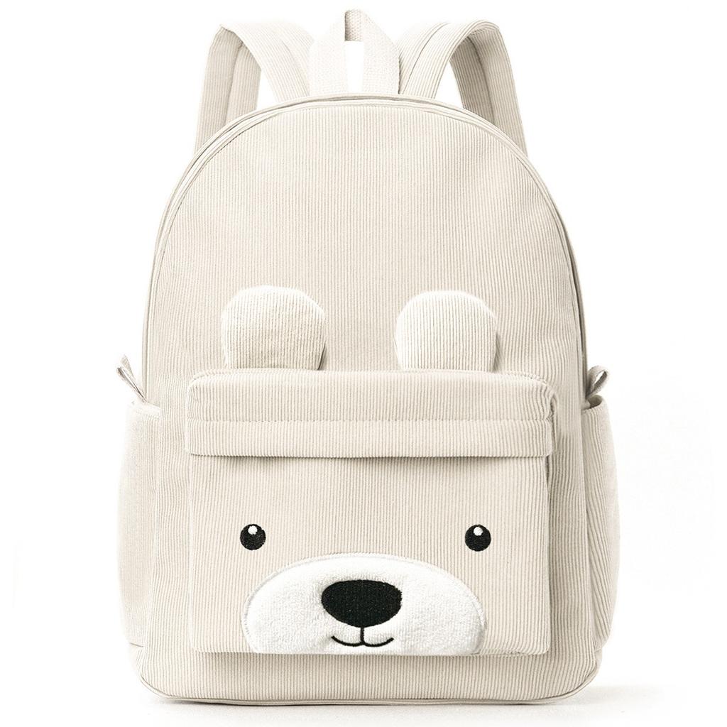 Corduroy Children's Backpack Elementary School Bag Fashi Casual Bear Backpack Large Capacity Backpack