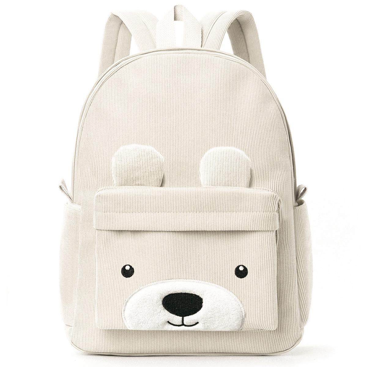 

Corduroy Children s Backpack Elementary School Bag Fashi Casual Bear Backpack Large Capacity Backpack бежевый