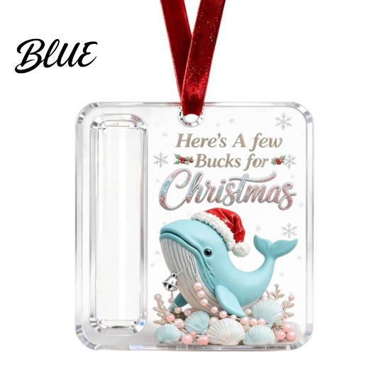 Christmas Cash Gift Ornament Acrylic Money Holder Ornament Xmas Holiday Rolled Storage Container with Slot Tree Hanging Decoration