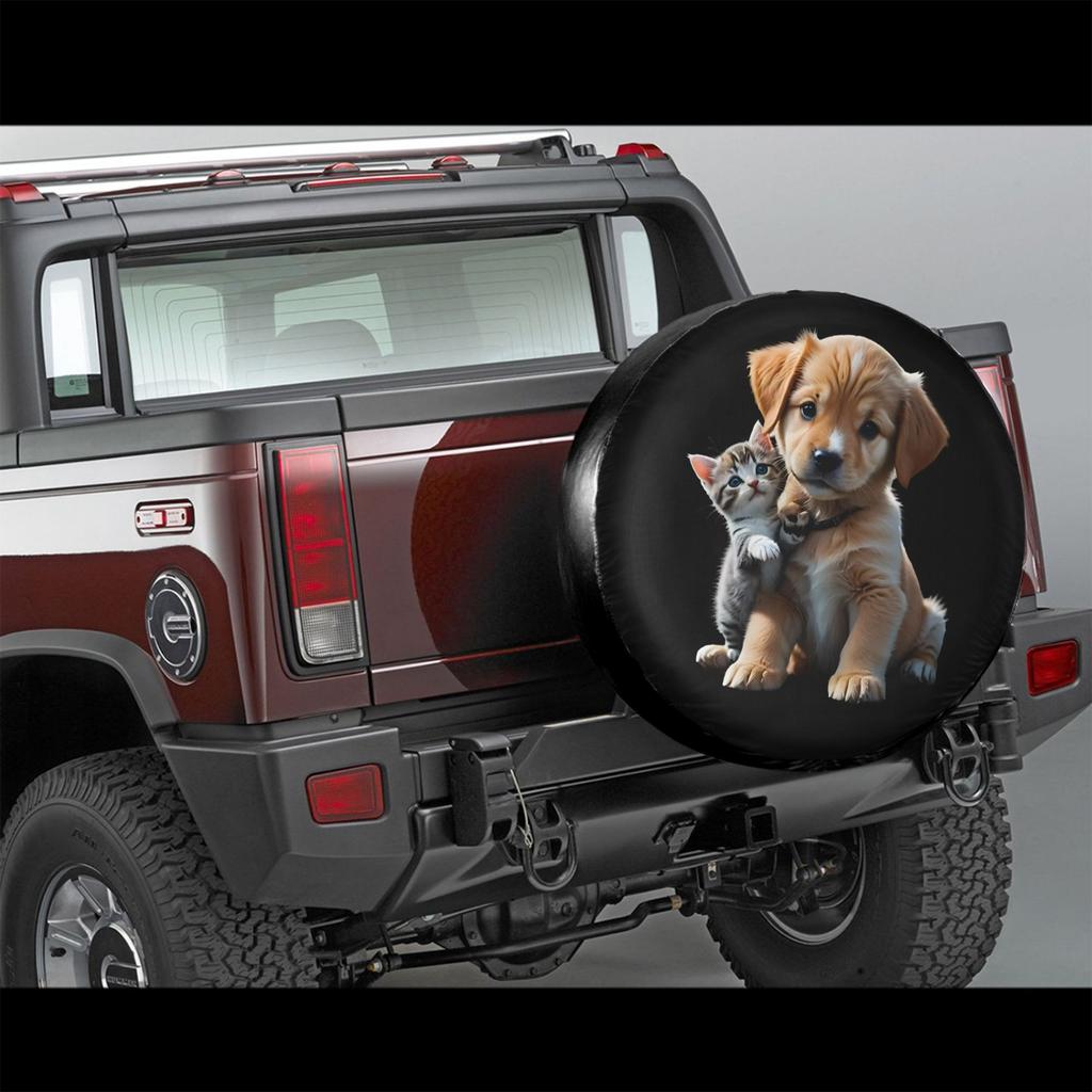 Puppy Kitten Friends Tire Cover Durable Polyester Spare Wheel Protector for SUV