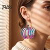 Autumn Seasonal Fashion Jewelry 1 Pair Fall Pumpkin Earrings, Acrylic Leopard Print Dangle Holiday Gifts for Women Drop Statement Thanksgiving
