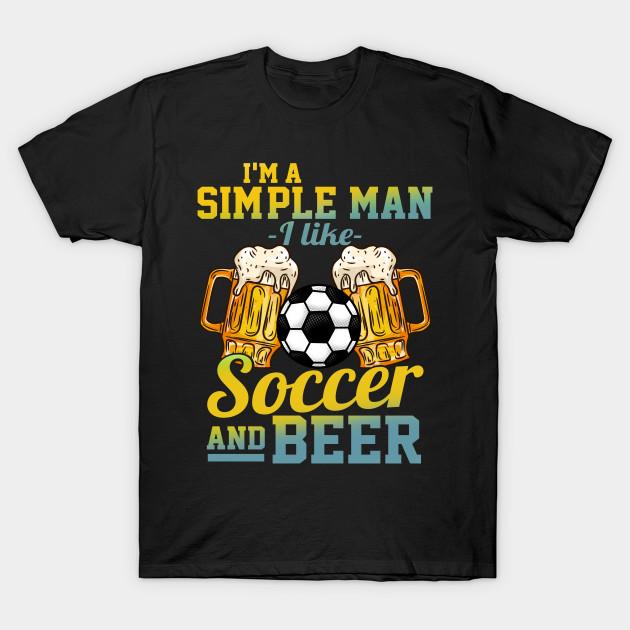 

Men Black Print T-shirt I M A Simple Man I Love Soccer And Beer Gift No-Cut Transfer Paper Print Cotton Tshirt S чорний