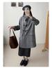 Cappotto da Donna E-Family in Misto Lana con Cappuccio e Chiusura a Laccio, Stile Preppy, Lunghezza Media