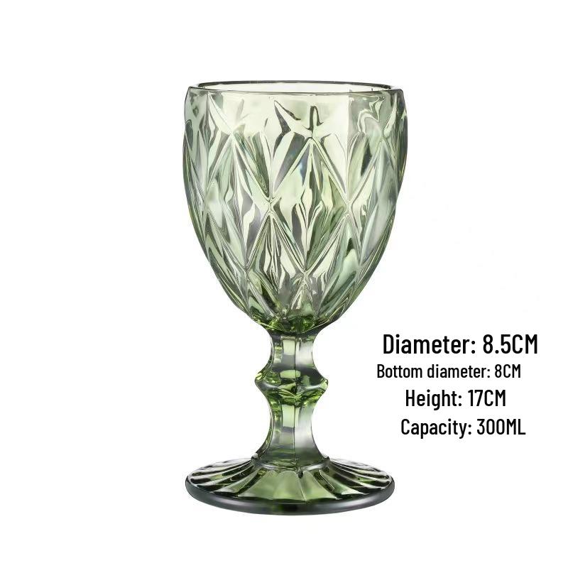 Vintage geprässter Rotweinglas - Elegantes dickes Glas für Hochzeiten & Dekoration