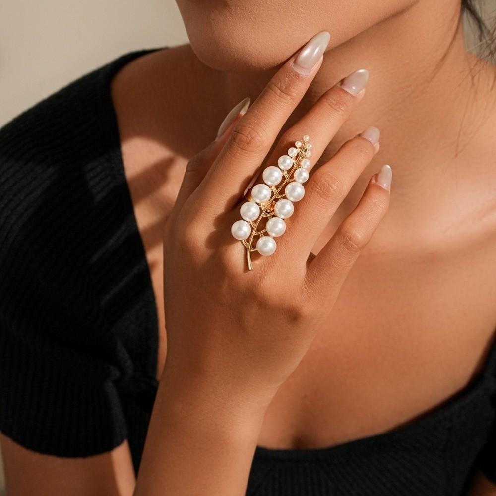 Exaggerated Starfish Ring Gold Color Flower Ring Romantic Pearl Ring Friends