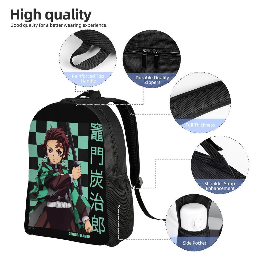 Demon Slayer backpacks Kimetsu no Yaiba Tanjiro Water Breathing Sword Daypack mochila Campus Zipper Closure Rucksack