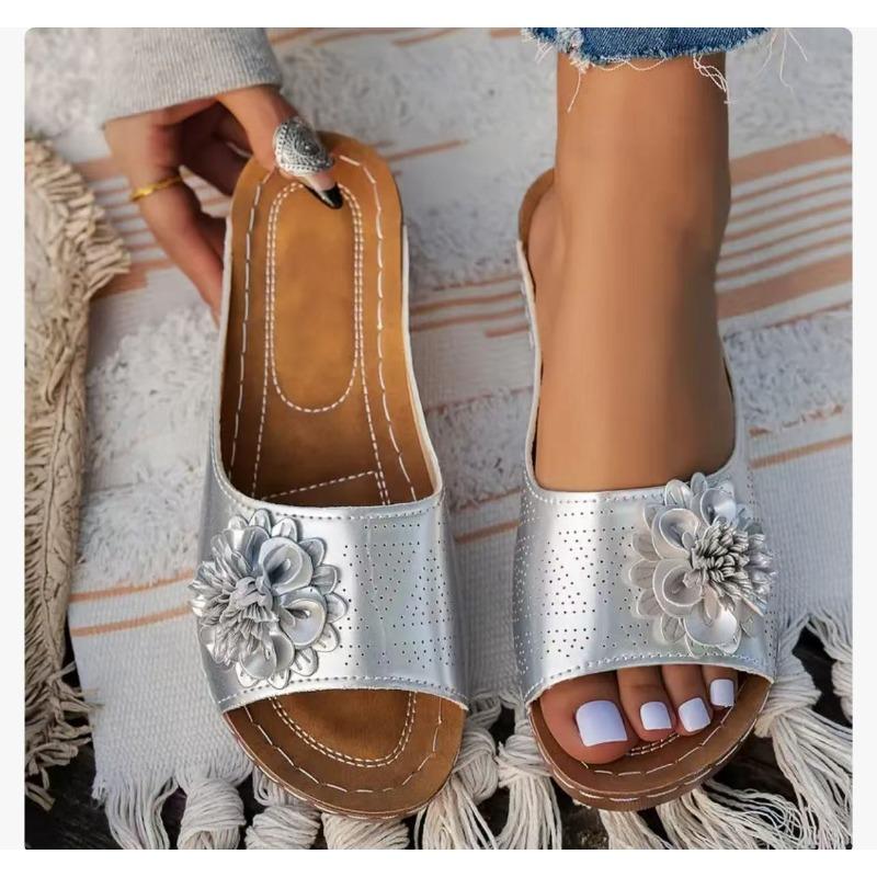New large-size women's shoes spring and summer new one flower open-toed slippers sandals