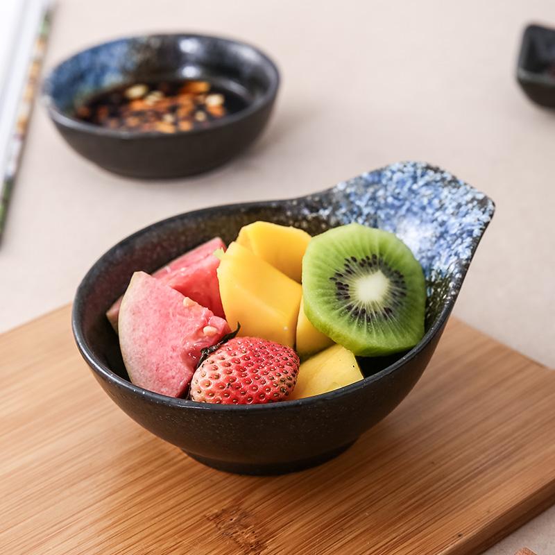 Japanese Ceramic Seasoning Dish Creative Snack Dish Vintage Dip Dish Vinegar Dish Soy Sauce Dish Bowl with Handle Tableware
