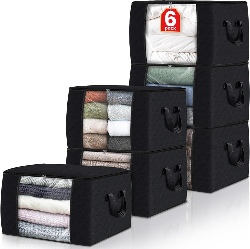 Fab Totes Storage Bags,Clothes Blanket Storage Bins Foldable Closet Organizers with Reinforced Handle for Home Dorm Storage and Organization
