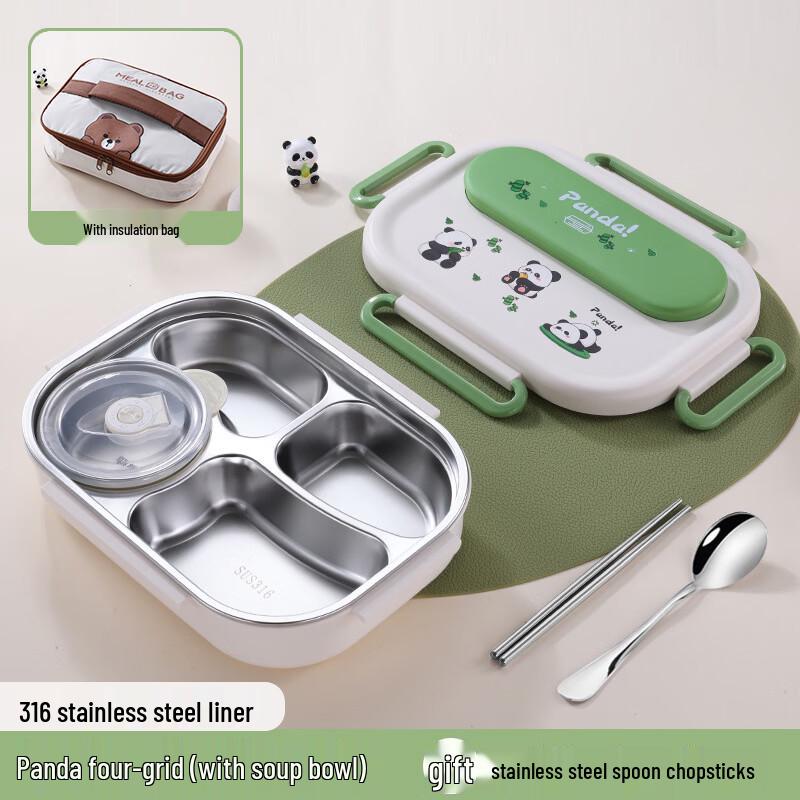 Panda 316 Stainless Steel Insulated Four-Compartment Lunch Box