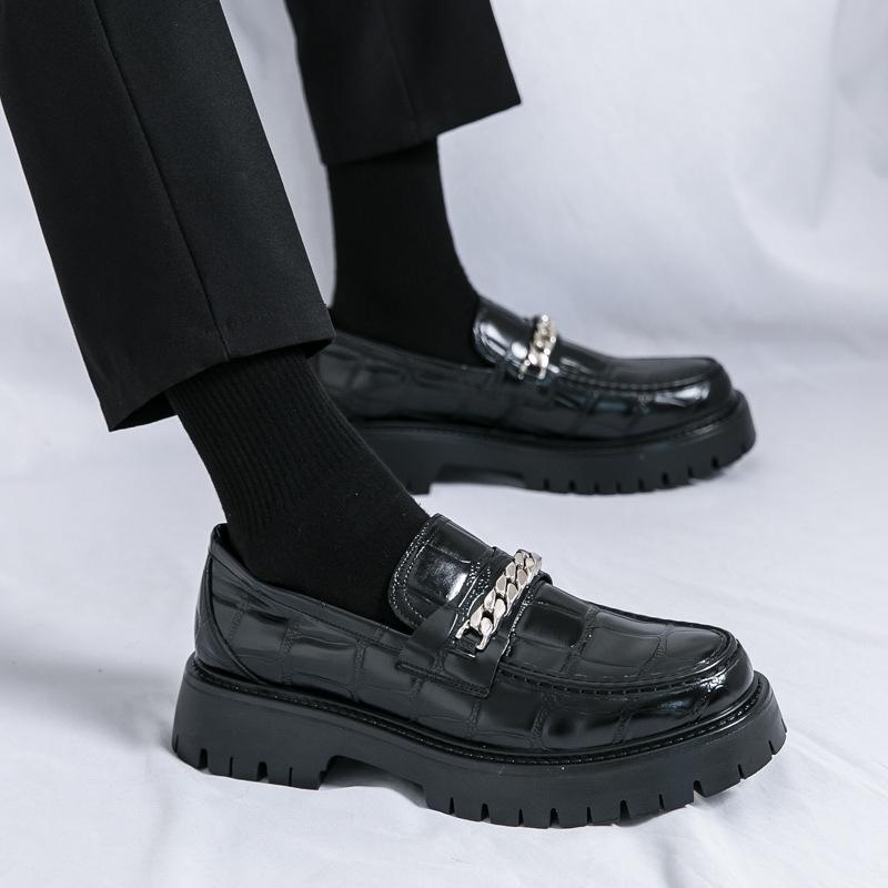 Factory Direct Sales of New Four-season One-pedal Loafers Platform-soled Fashion Men's Casual British Leather Shoes