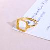 S925 Gold Plated Sterling Silver Four-Sided Open Ring Setting for Women - Classic Silver Jewelry Accessory