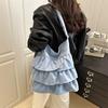 Sweet Casual Canvas Tote Bag Women Large Lace Trim Spring Summer  Sle Floral Bag Faionable Hand Lotus Leaf Edge Skirt Bag