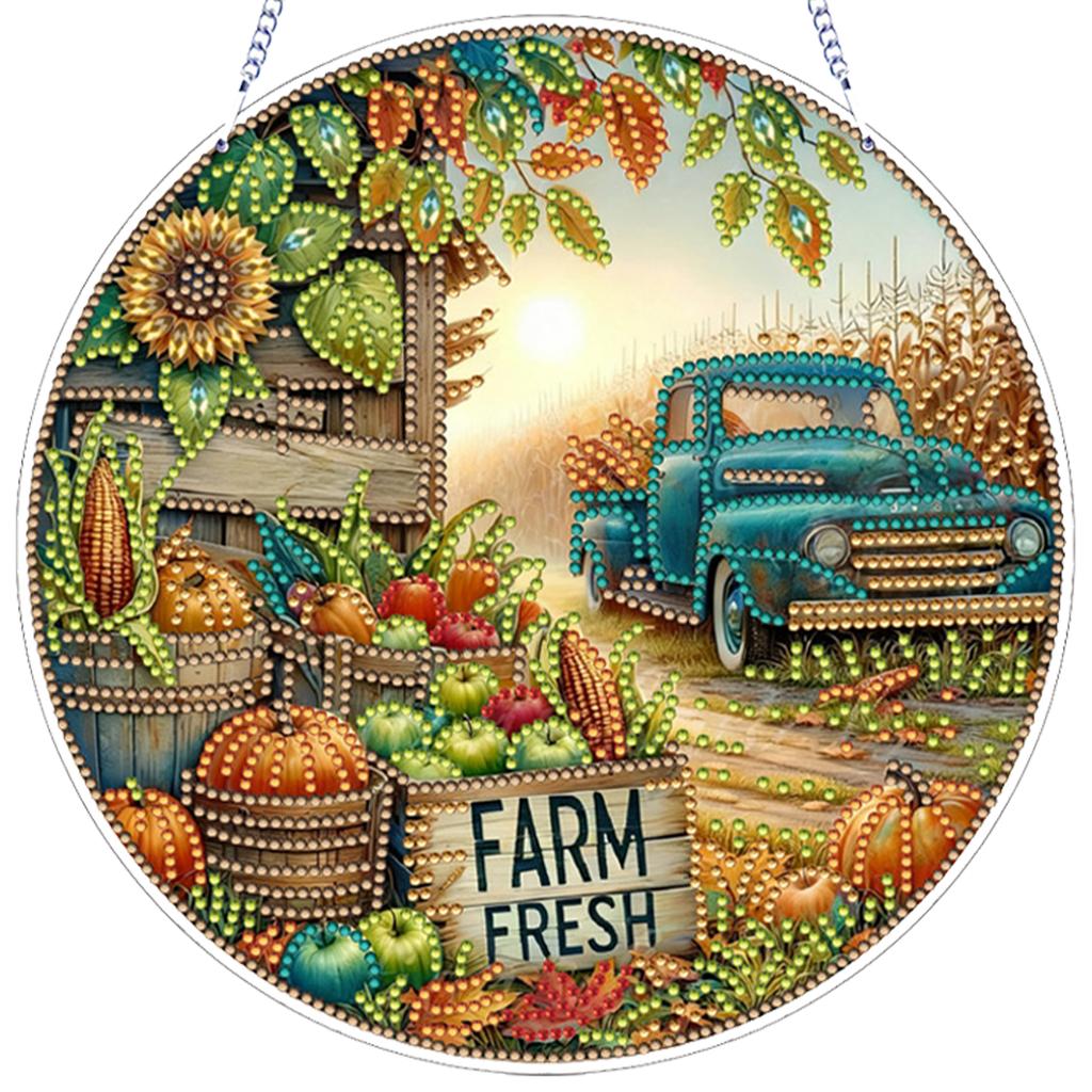 Flower 2D Flat DIY Hanging Gem Art Paintings Charm Acrylic Crystal Painting Crafts Kit for Adults Gift Home Wall Or Window Decor