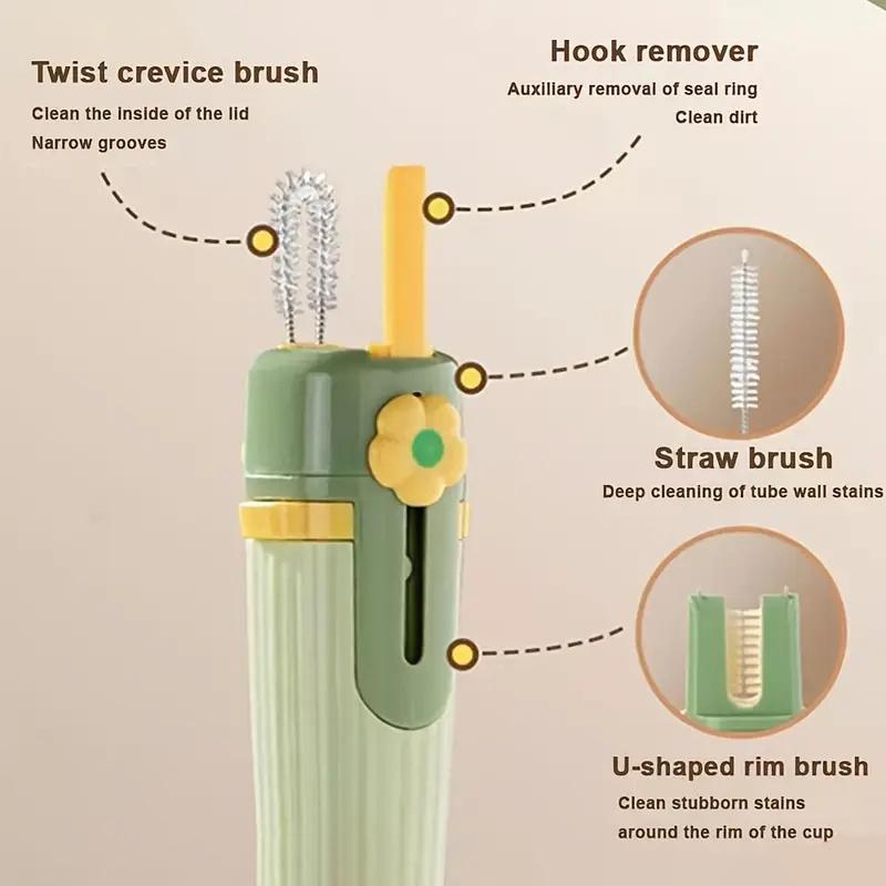 5-In-1Cup Multifunctional Washing Tool For Household Use Cup Brush Water Cup Thermos Cup Brush Milk Bottle Cleaning Sponge Brush