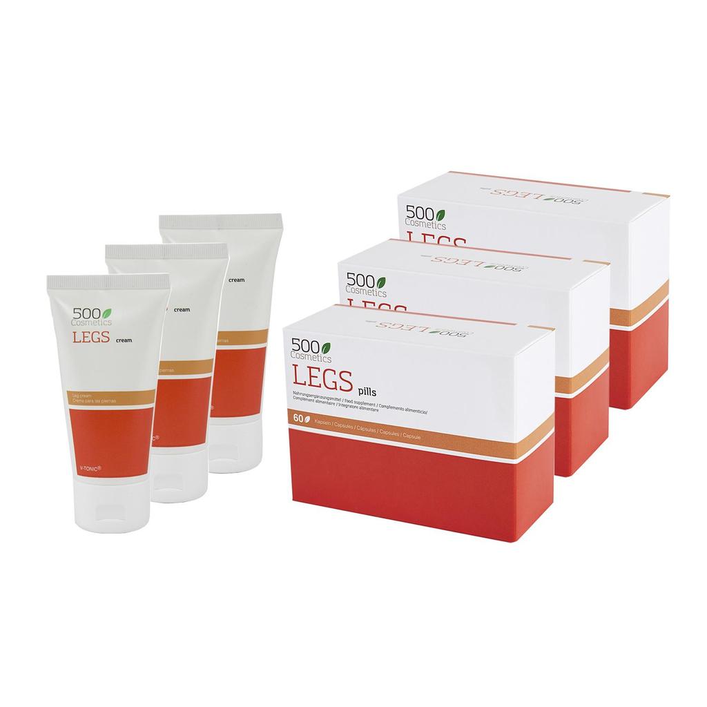 Packs 500Cosmetics Legs: Pills + Natural Cream To Prevent and Relieve Varicose Veins - Improves Blood Circulation and Reduces Swelling