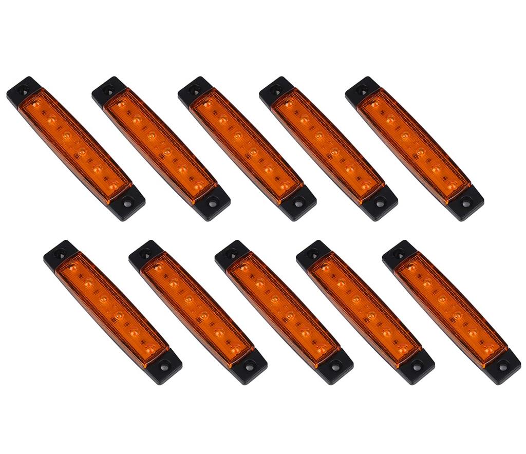 Hiro World Trade LED Side Marker Lamp Amber Yellow 24V Truck Marker Daytime Running Light Universal 6-LED (Yellow, 24V)
