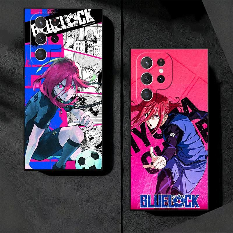Blue L-Locks Chigiri Hyoma Soft Phone Case for Samsung Galaxy S26 S25 Edge S24 Ultra S23 Plus S22 S21 FE S20 Black Cover Back Sh
