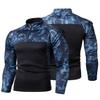 Men Fall Sweatshirt Patchwork Long Sleeves Camouflage Print Hip Hop Zipper Stand Collar Slim Fit Warm Wear-resistant Men Autumn Tops for Sports