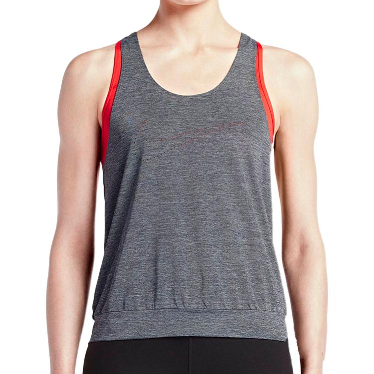 Nike Striped Color Block Round Neck Sleeveless Vest Women tops Gray 804653-011