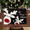 4pcs Linen Placemats, Christmas Reindeer Theme Decorative Placemats 12x18 Inches, Suitable for Home Kitchen Dining Table Decoration, Holiday Party