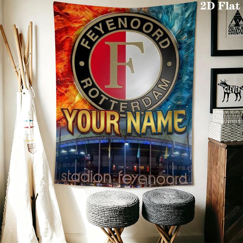 Custom Name Feyenoord Wall Tapestry Aesthetic Wall Hanging Printed Fabric Blanket Decorative Tapestries for Bedroom Living Room Home Decor