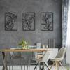 3Pcs Gorgeous Gold & Black Metal Wall Decor: Large Minimalist Modern Boho Art. Abstract Flower & Leaf for Bedroom & Living Room.