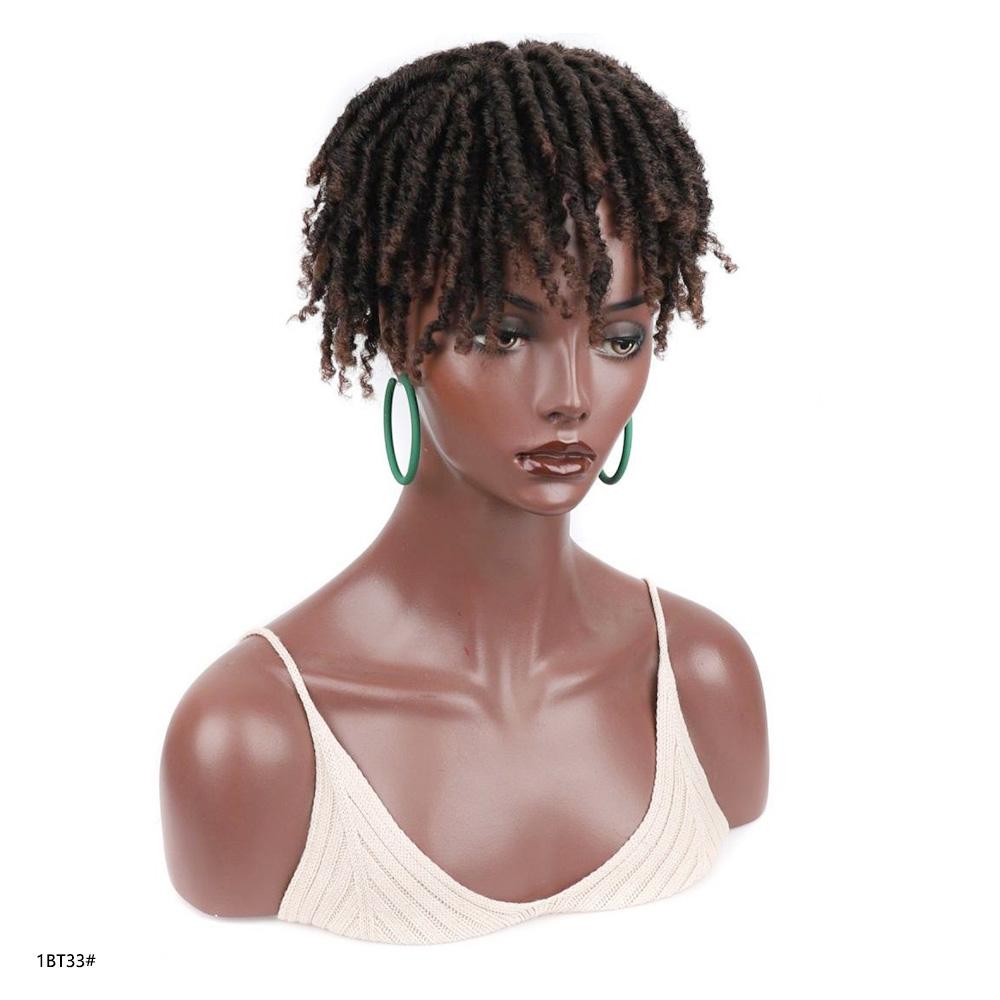 Dreadlock Hair Wigs Short Hair Wig Toupe Curly Braids Clip On Curly Loose Afro Black Ombre Color Hairpiece For Women