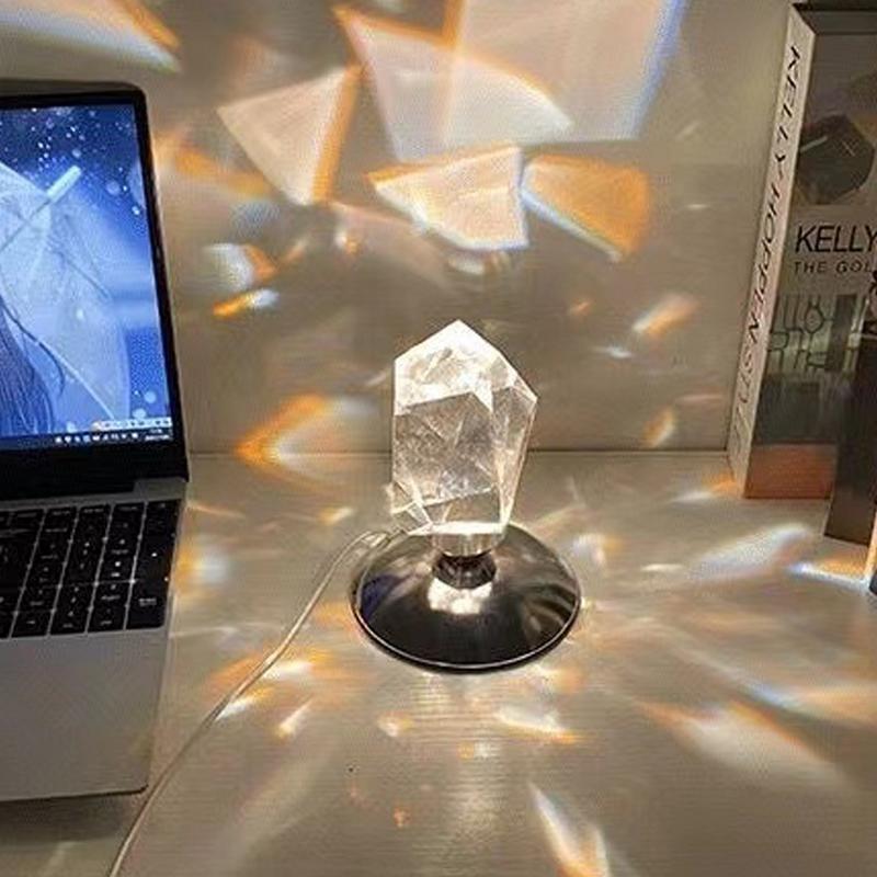 Gemstone shape table lamp 16 colors RGB with remote control crystal night light for bedroom nightstand holiday decoration