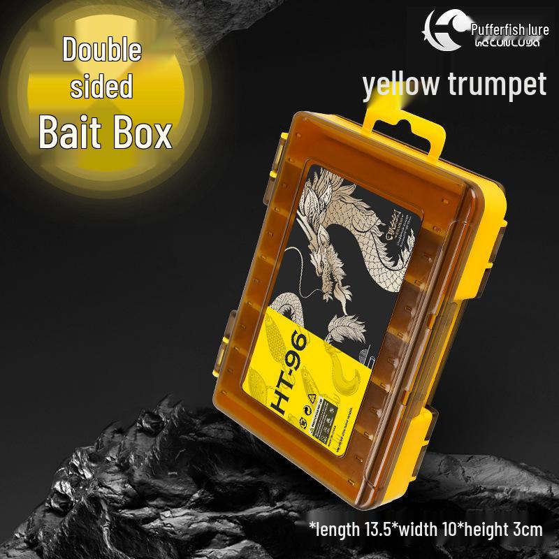 Double-sided Hard Bait Storage Box with Multi-Compartments - Thickened, Hand-held, Dual-Layer Lure Organizer for Sea Fishing.