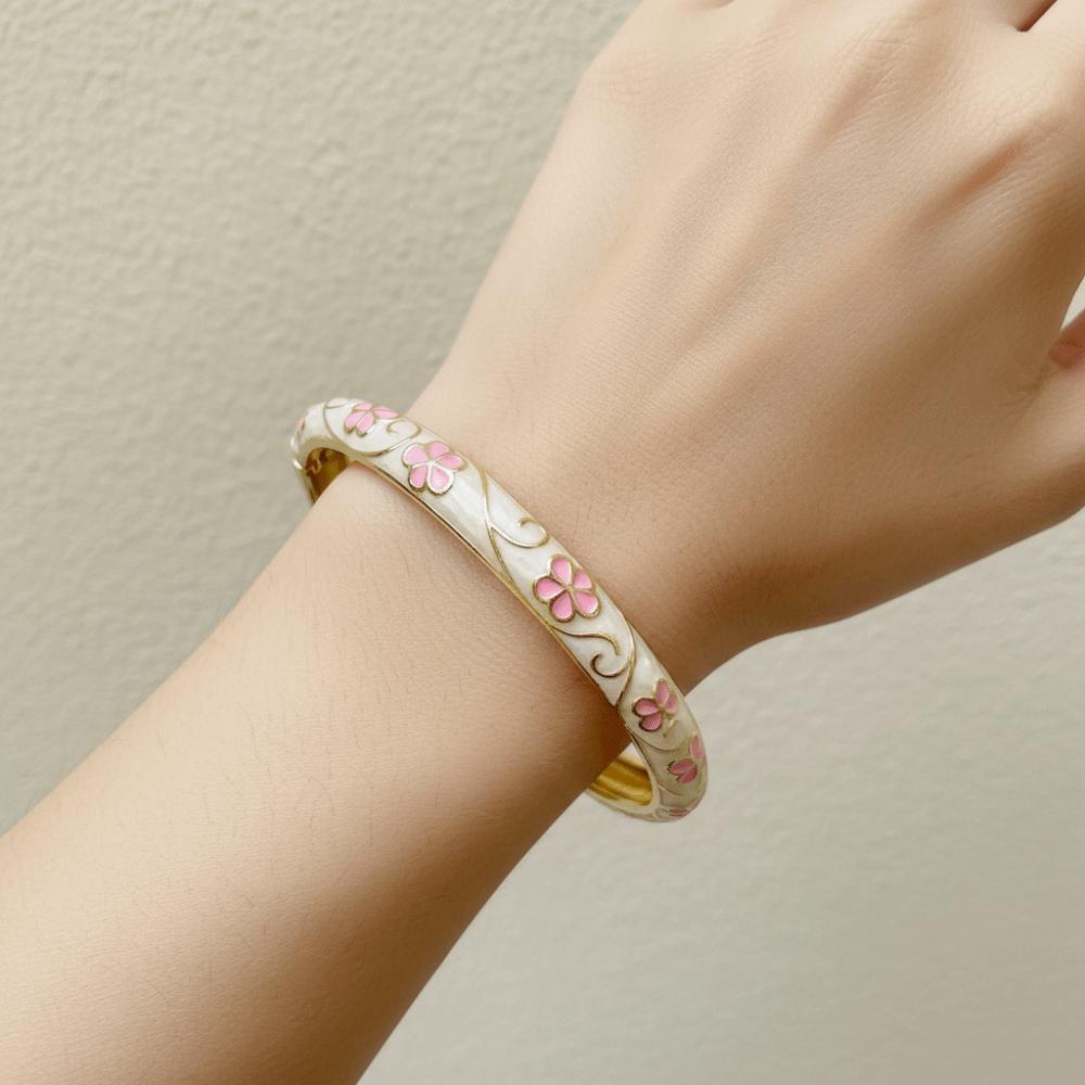 Colorful Flower Bangle Traditional Women's Hand Bracelet Vintage Vintage Cloisonne Bangle Girls
