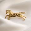 18K Gold-Plated Stainless Steel 3D Horse Brooch - Fashionable Versatile Accessory