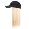 Black Hat Wig Women Long Straight Hair All-in-one Fashion Full Head Cover