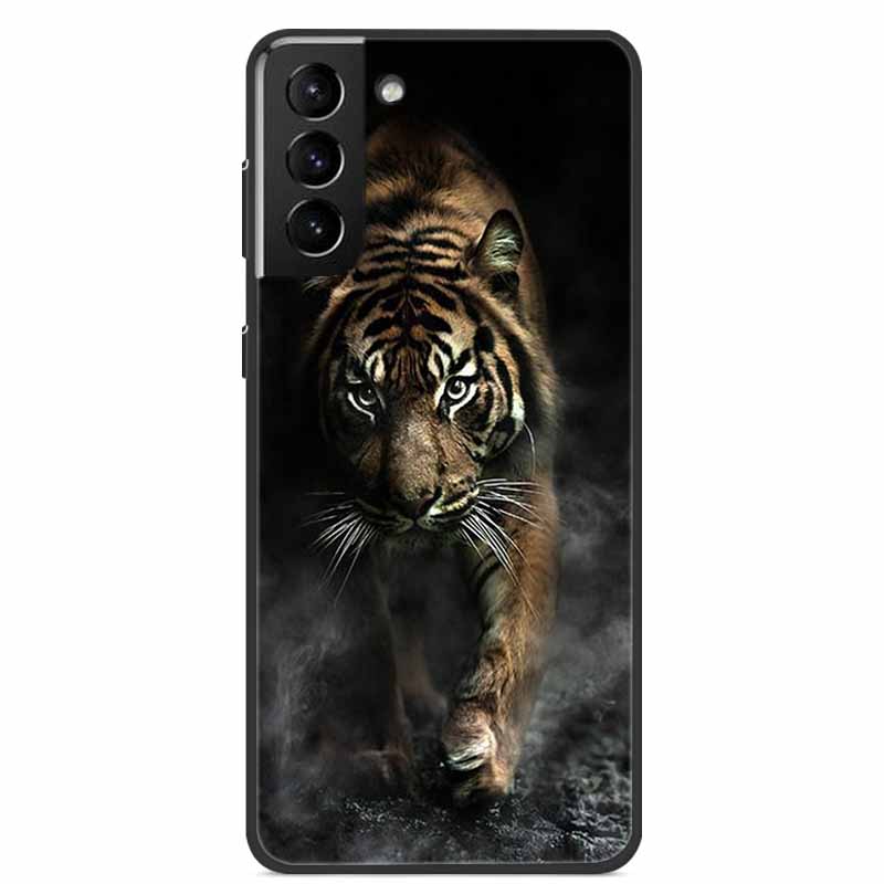 For Samsung S22 Case Wolf Lion Cat Black Silicone Soft Back Cover Case For Samsung Galaxy S21 FE S22 Ultra Phone Case S 22 Funda