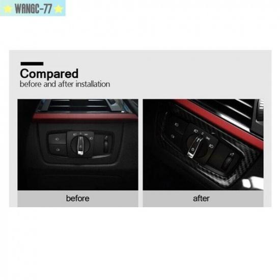 Real Carbon Fiber Sports Style Car Front Light Switch Cover For BMW M3 F30 F80