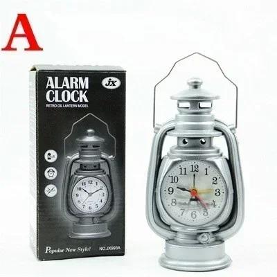 2026 New Vintage Oil Lamp Alarm Clock Retro Kerosene Light Table Clock Living Room Office Decor Craft Ornament Home Supplies