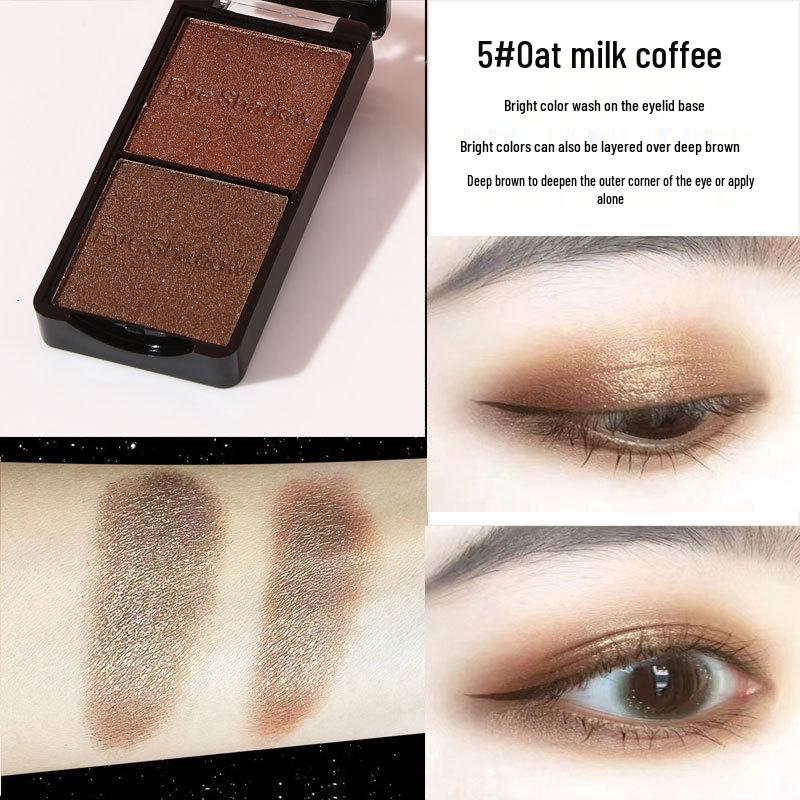 Ashariya Two-Color Eyeshadow - Pearlescent White, Blue, Purple Earth Tones for Students.